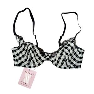 Savage X Fenty NWT Gingham Remix Unlined Plunge bra women’s size 32D